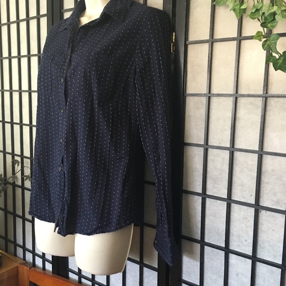 Merona womens dotted blue polo button up size S/P - Picture 2 of 5